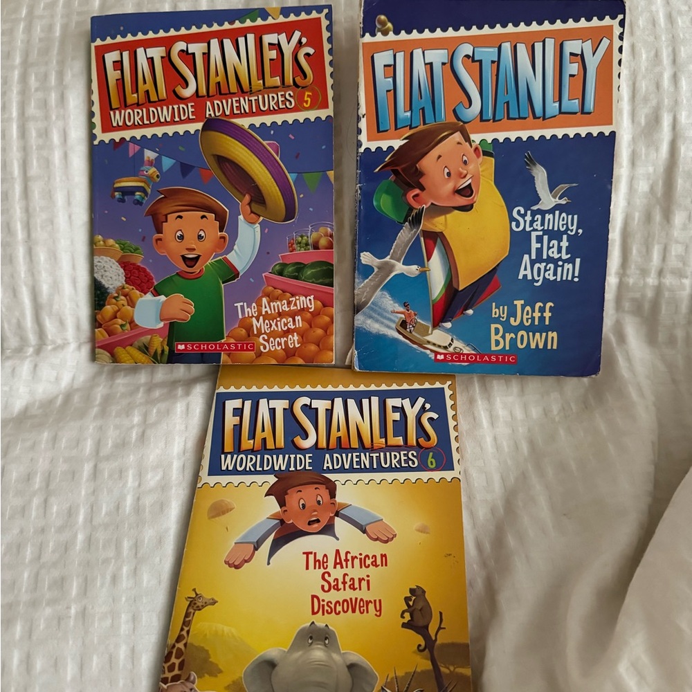 🔥2/$25 Scholastic Flat Stanley's Adventures Book Trio